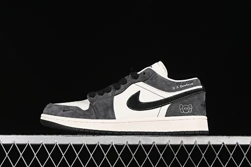 All categories Air Jordan Jordan series basketball shoes Air Jordan 1 Low High-end customized low-top sneakers Air Jordan 1 Low AJ1 Joe 1 Violent Bear joint-Black Velvet Pig Eight High-end customized low-top retro basketball shoes SJ9950-016
